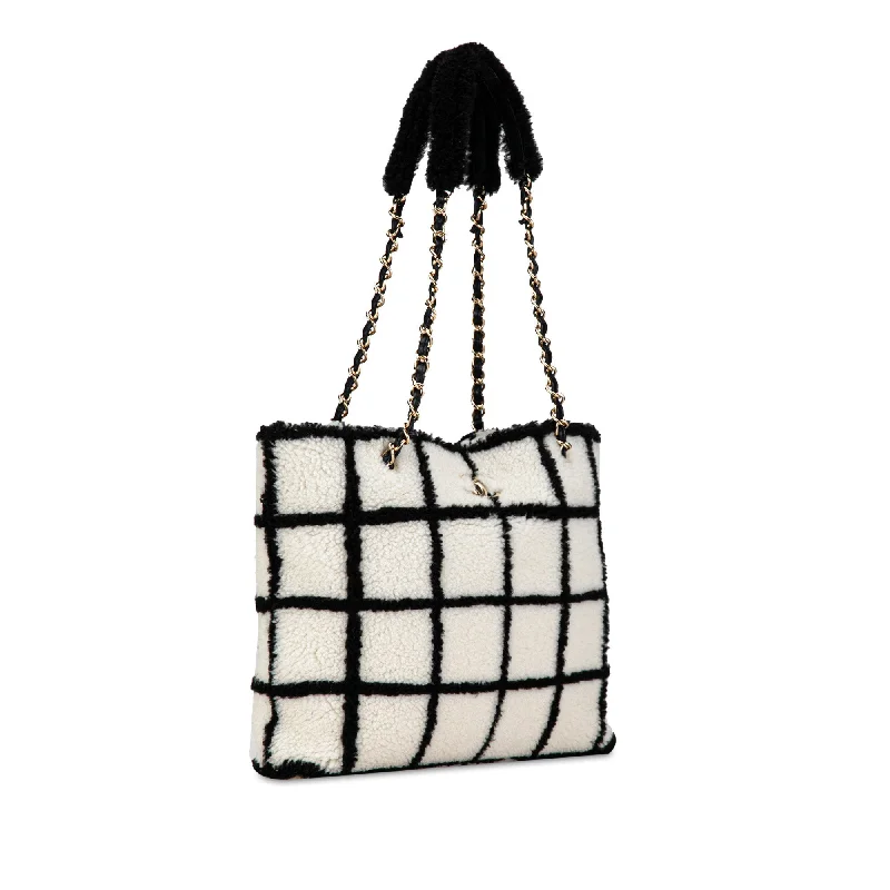 CHANEL Grid Shearling Shopping Tote Tote Bag