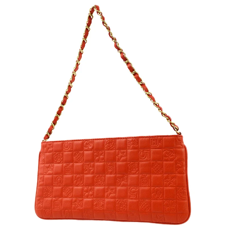 Chanel Red Lambskin Icon Chain Handbag