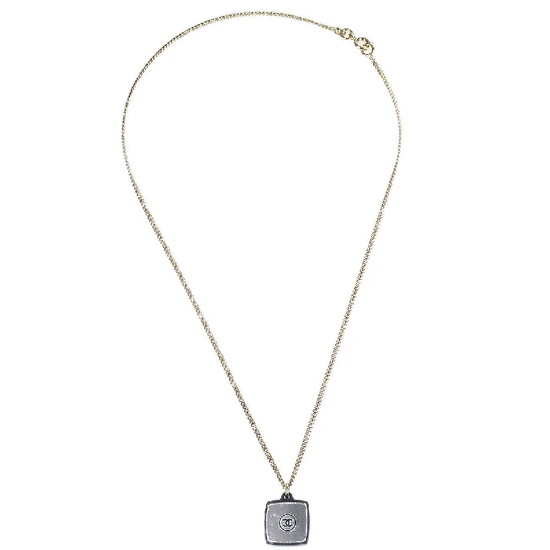 Chanel Rhinestone Gold Chain Pendant Necklace 04A