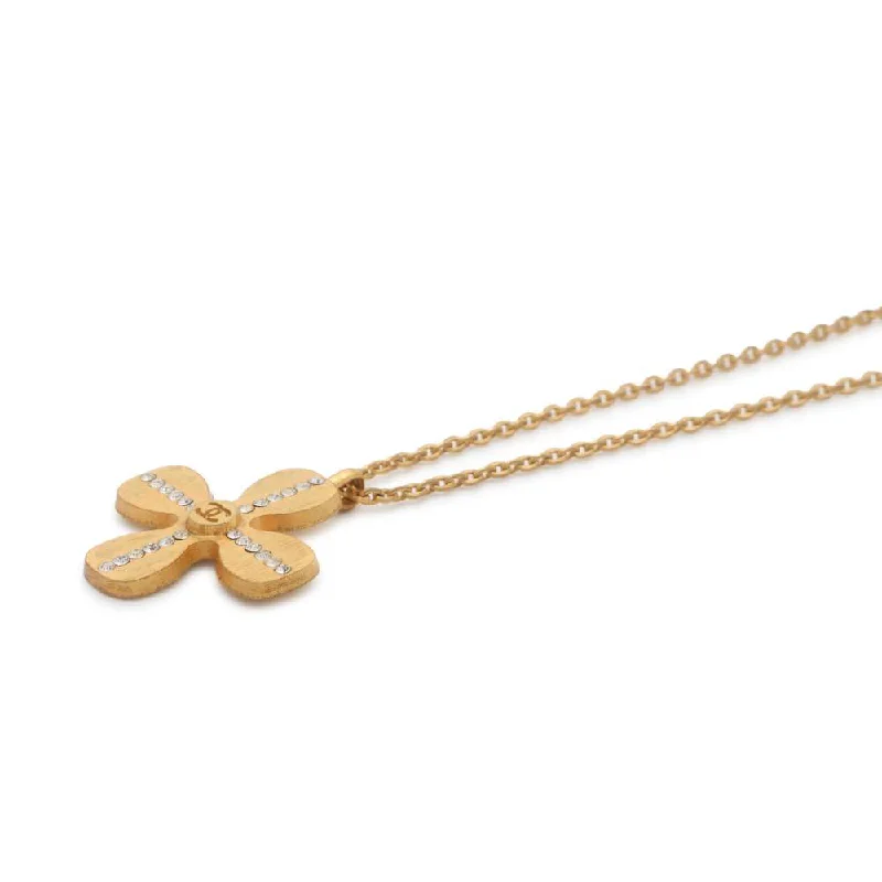 CHANEL Clover motif necklace Gold Metal