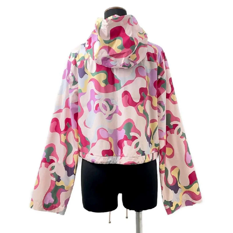 CHANEL Logo print hooded zip-up jacket Size 36 Pink/Multicolor P70173 Silk100%