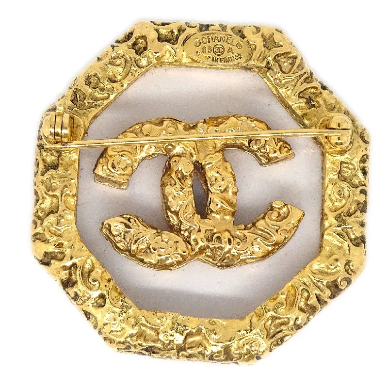 CHANEL 1993 Brooch Gold Clear 71353