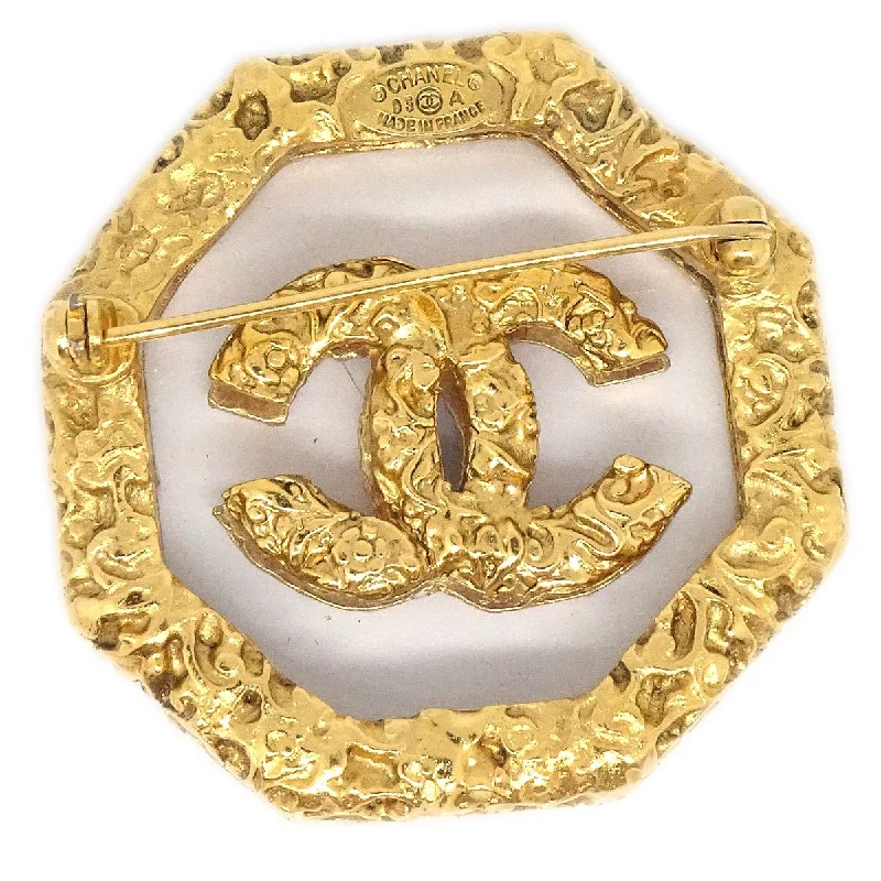 CHANEL 1993 Octagon Brooch Gold Clear 81181