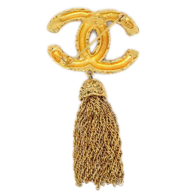 CHANEL 1993 Tassel CC Brooch Gold Small 90170