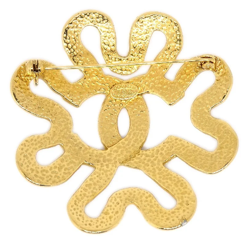 CHANEL 1995 Squiggle Border Brooch Gold ao32439