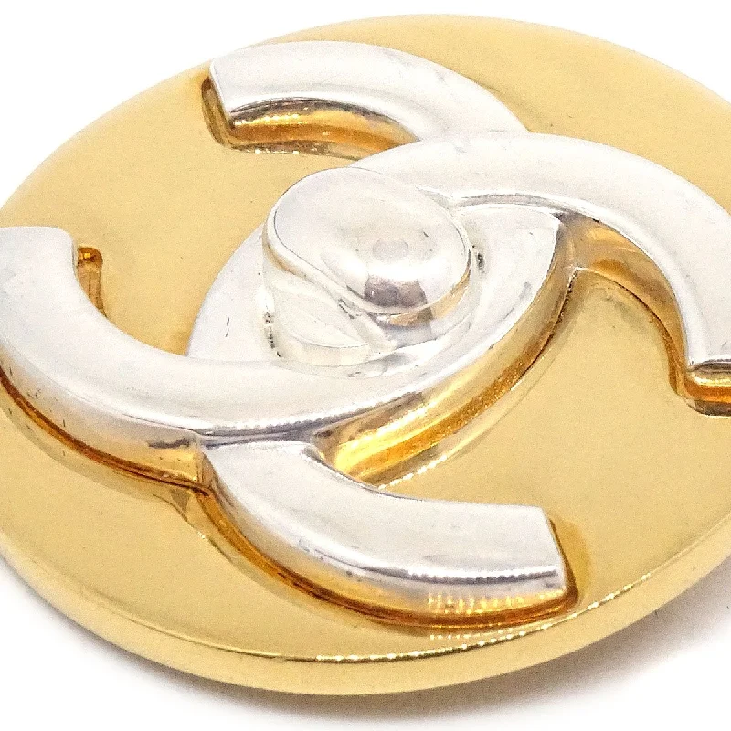 CHANEL 1997 Silver & Gold CC Turnlock Brooch 91494