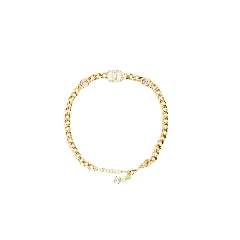 Chanel cc logo chain Chocker/ necklace crystal Gold Tone