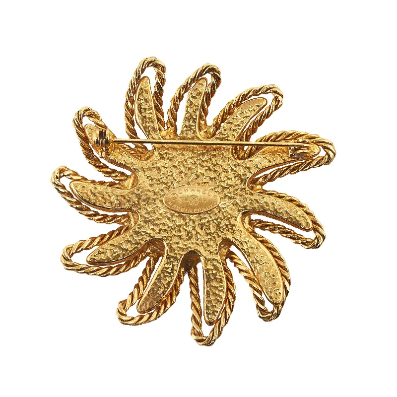 CHANEL CC Sun Motif Brooch Costume Brooch