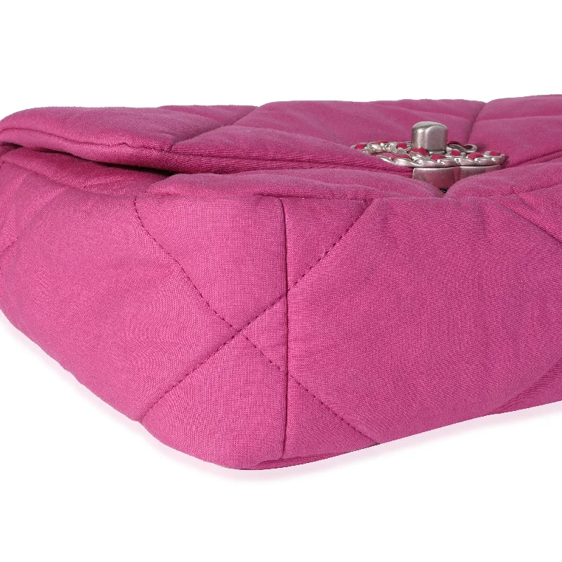 CHANEL Fuchsia Quilted Cotton Medium 19 Flap Bag