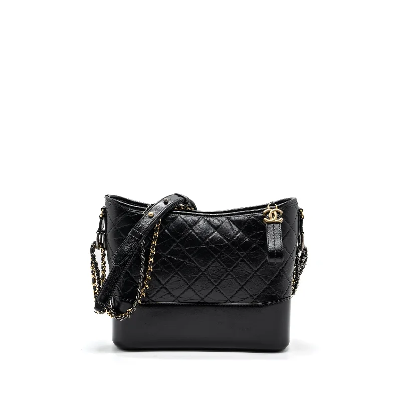 CHANEL GABRIELLE HOBO BAG CALFSKIN BLACK MULTICOLOUR HARDWARE