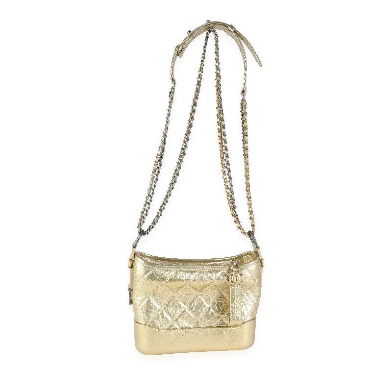 CHANEL Gold Quilted Calfskin Small Gabrielle Hobo