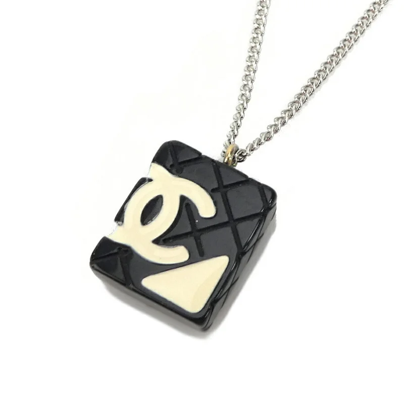 CHANEL necklace cambon metal / enamel silver black off-white Lady's