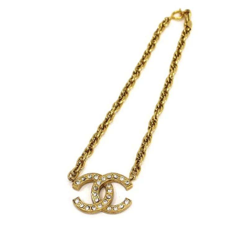 Chanel necklace gold color coco mark rhinestone CHANEL ladies pendant