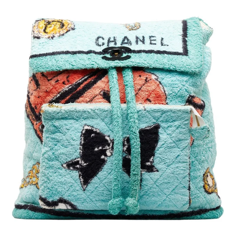 Chanel Pillage Rucksack Backpack Green Multicolor Cotton Lady Chanel