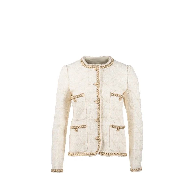 Chanel Size 34 Tweed Jacket White/Gold