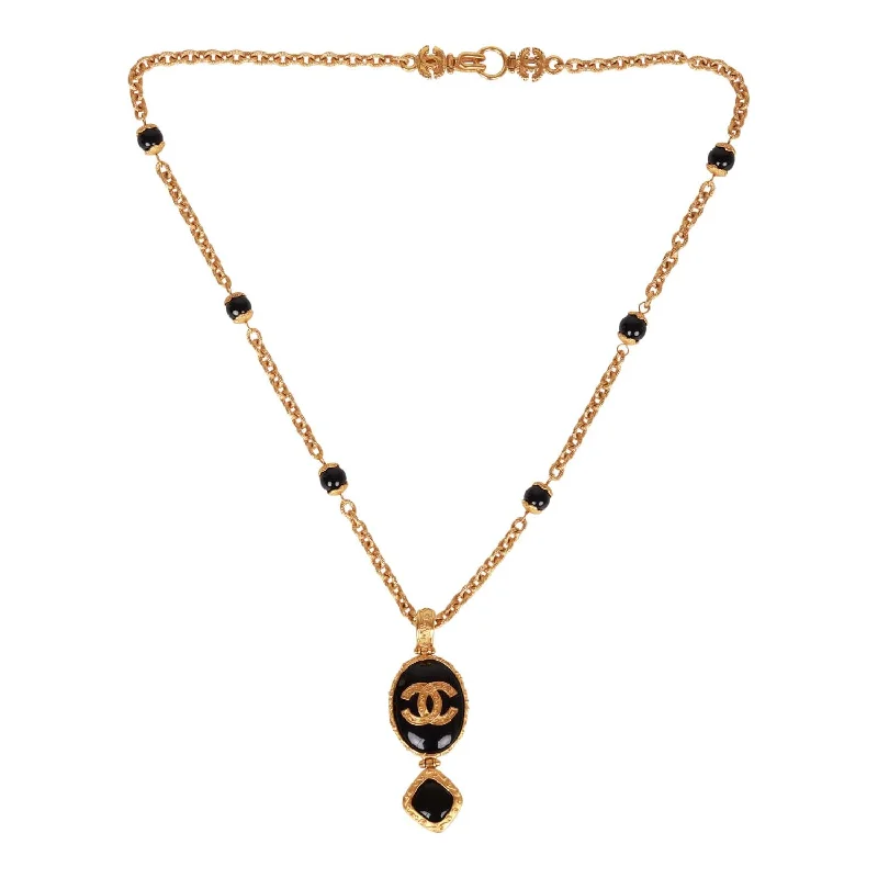 Vintage Chanel Gold Embossed CC Logo Pendant Necklace