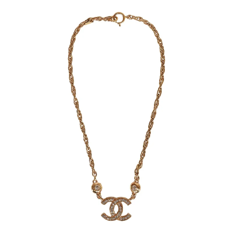 Vintage Chanel Gold Interlocking CC Hanging Pendant Necklace